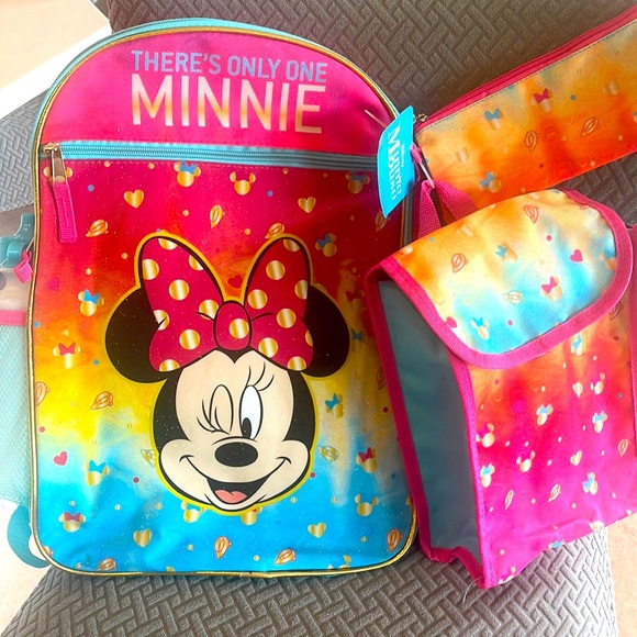 Brand NEW! Minnie Mouse back pack (book bag) 5 piece set. FINAL PRICE DROP!! - Picture 1 of 5